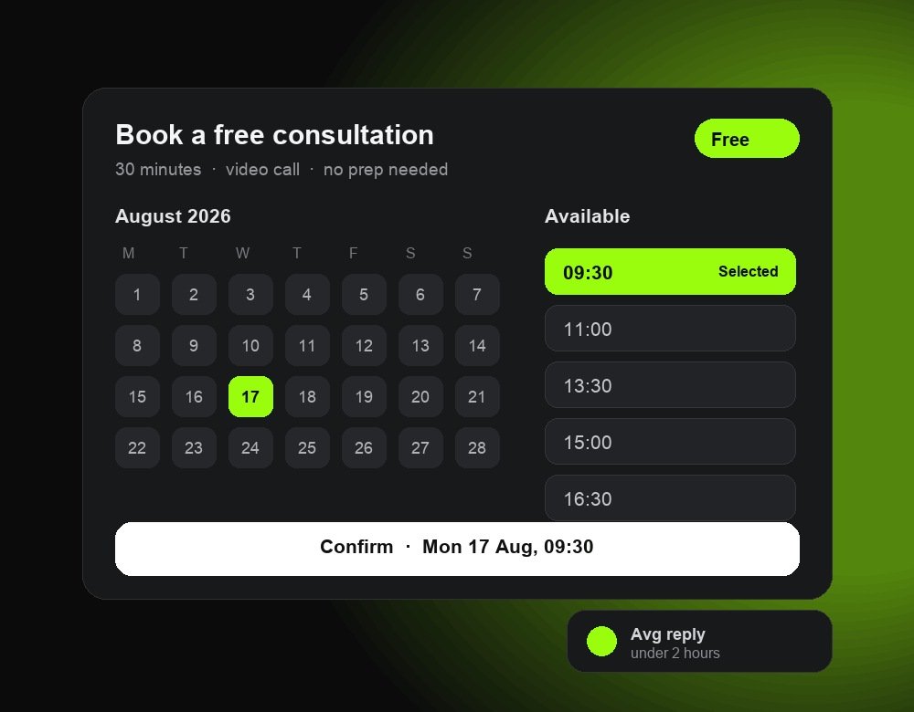 Booking a free 30 minute consultation